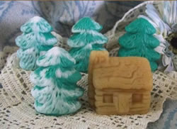 Log Cabin and Pine Tree Soap and Beeswax Tart Molds