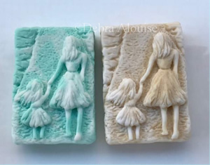Mom Walking with Daughter Soap Bar Mold