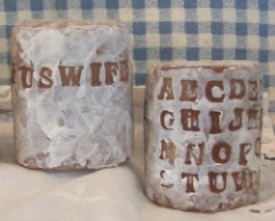 Huswife Alphabet Sampler Shelf Sitter Pillar Flicker Candle Mold